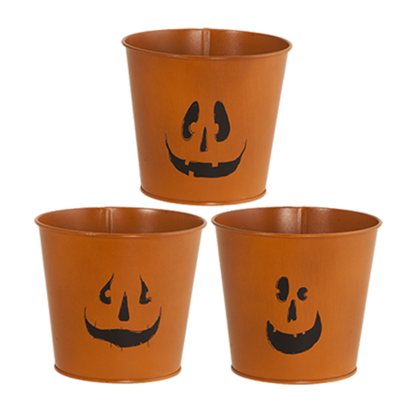Picture of 3 Asst Jack-O-Lantern Pot Cover 8"