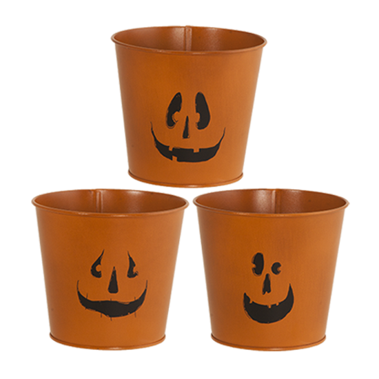 Picture of 3 Asst Jack-O-Lantern Pot Cover 8"