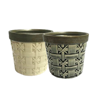 Picture of 2 Asst Basket Weave Planter 4.75"