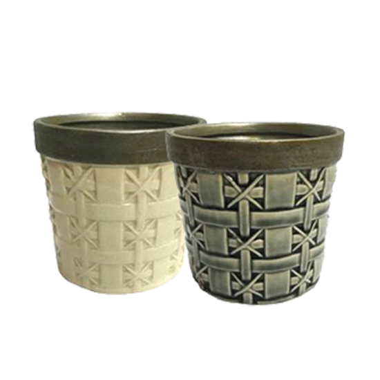 Picture of 2 Asst Basket Weave Planter 4.75"
