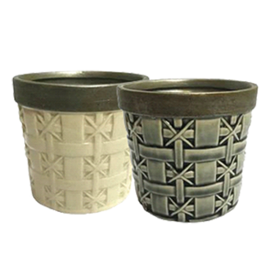 Picture of 2 Asst Basket Weave Planter 5.75"
