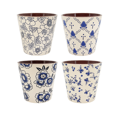 Picture of Blue and White  Print Planter Assortment 4.75"