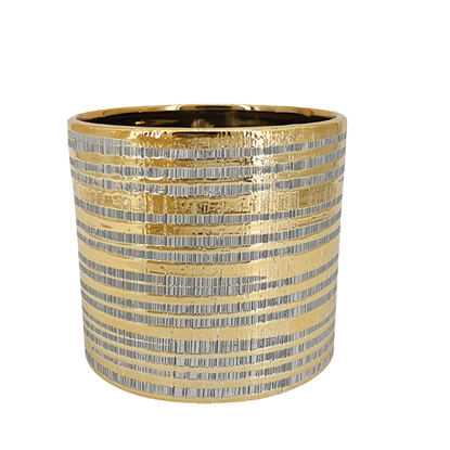 Picture of Gold Striped Metallic Planter 5"