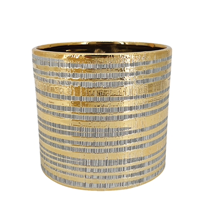 Picture of Gold Striped Metallic Ceramic Planter 5.75"