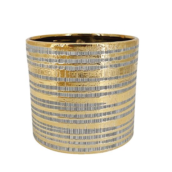 Picture of Gold Striped Metallic Planter 5.75"