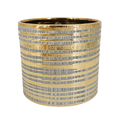 Picture of Gold Striped Metallic Planter 6.5"