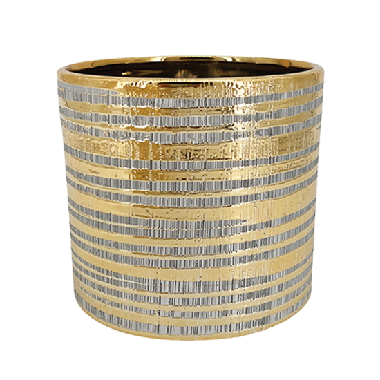 Picture of Gold Striped Metallic Planter 6.5"