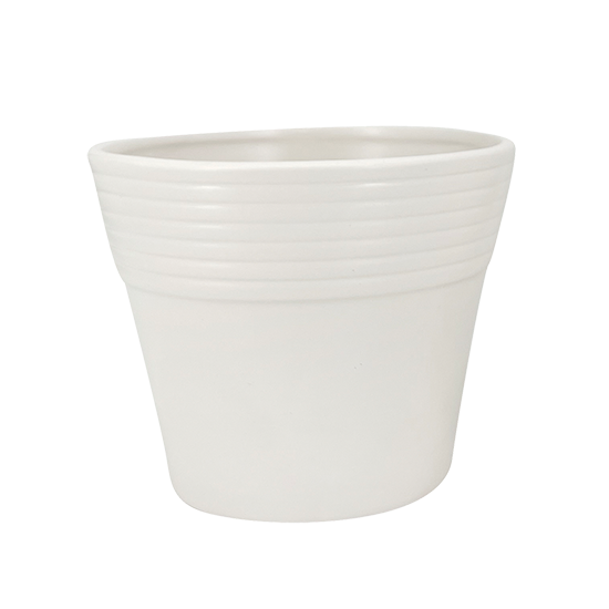 Picture of White Round Ribbed Edge Planter 6.5"