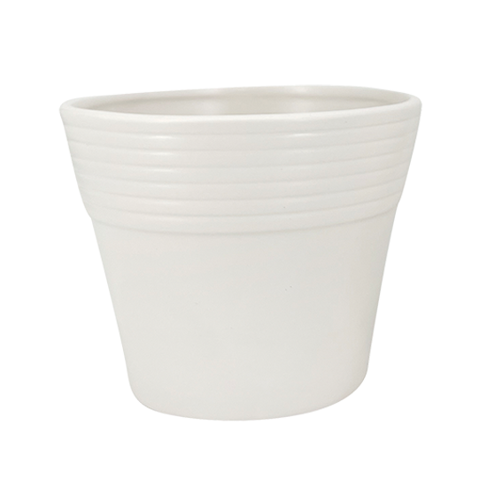 Picture of White Round Ribbed Edge Planter 7.75"