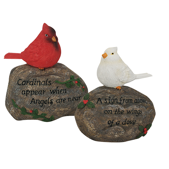 Picture of Cardinal & Dove Memorial Stones ~ Polyresin