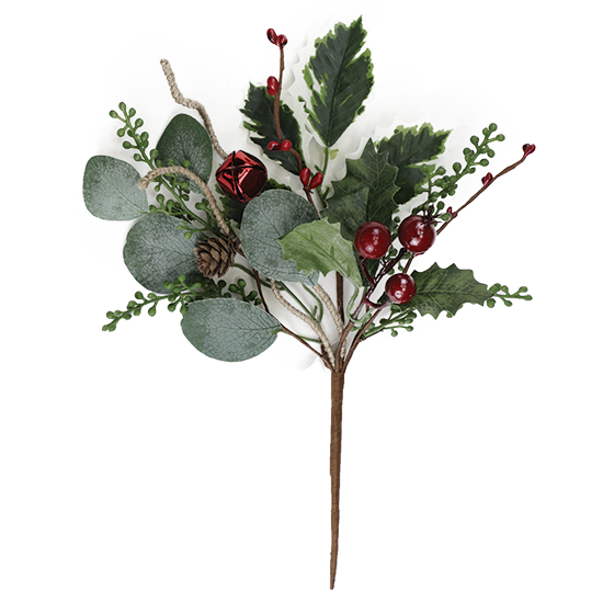 Picture of Holiday Holly Bells & Berries Pick (14")