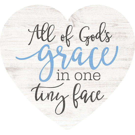 Picture of God's Grace in Blue Heart Shape (Easel)