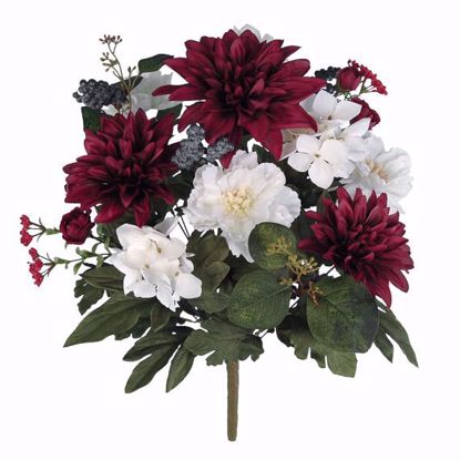 Picture of Burgundy and White Mixed Floral Bush (16 stems, 22")