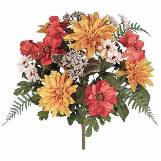 Picture of Gold, Coral and Cream Mixed Floral Bush (16 stems, 21")
