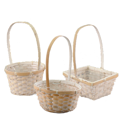 Picture of Bamboo Basket with Handle Assortment - Whitewash (Hard Liner Incl.)