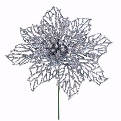 Picture of 6" Holiday Glitter Poinsettia Plastic Pick