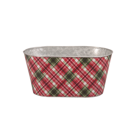 Picture of Tartan Wrapped Planter Oval Planter 9"