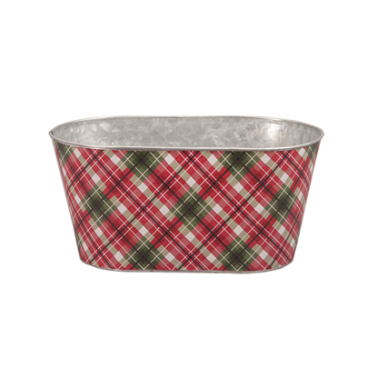 Picture of Tartan Wrapped Oval Planter 12"