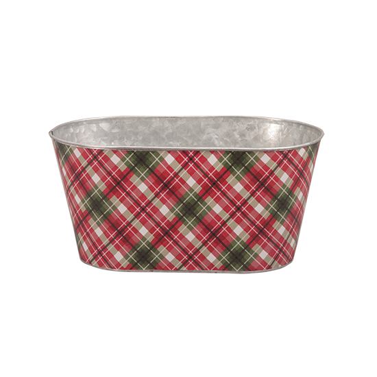 Picture of Tartan Wrapped Oval Planter 12"