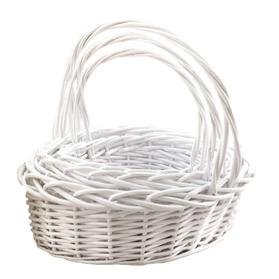 Picture of S/3 Oval Willow W/Handle White