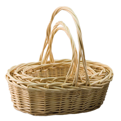 Picture of Oval Willow Basket Set with Handle-Natural (3 sizes)