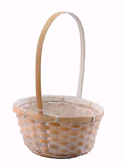 Picture of 6" Round Bamboo Basket with Handle-Whitewash (Hard Liner Incl.)