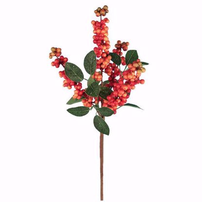 Picture of 16" Flame Berry Cluster Spray