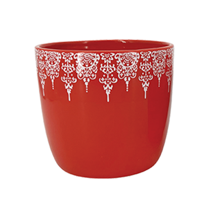 Picture of Red Lace Drip Pot 4"