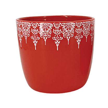 Picture of Red Lace Drip Pot 5.5"