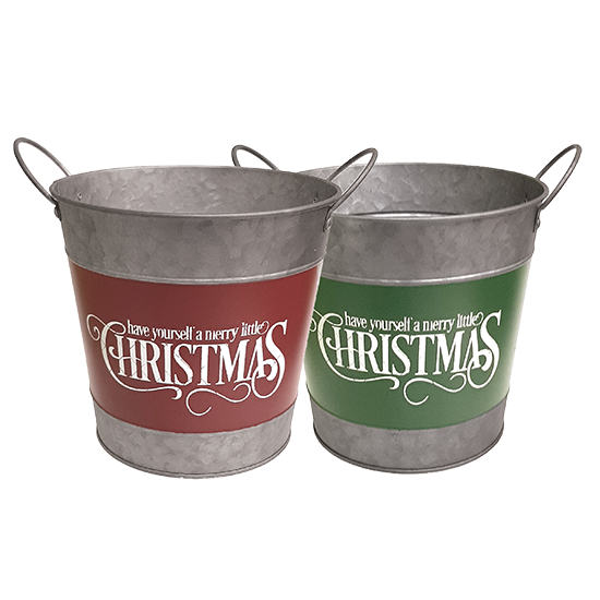 Picture of Merry Christmas Red And Green Banded Pot Covers 5"