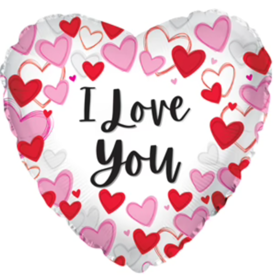 Picture of 17" 2-Sided Foil Balloon: I Love You Heart Border