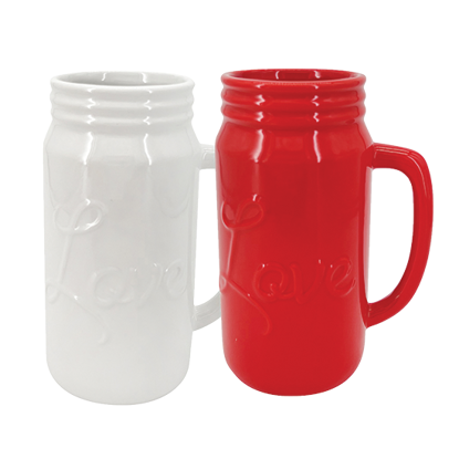 Picture of Red and White Grande Love Mugs 3" 