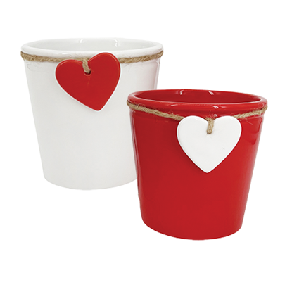 Picture of Red and White Charm Planters 5.25"