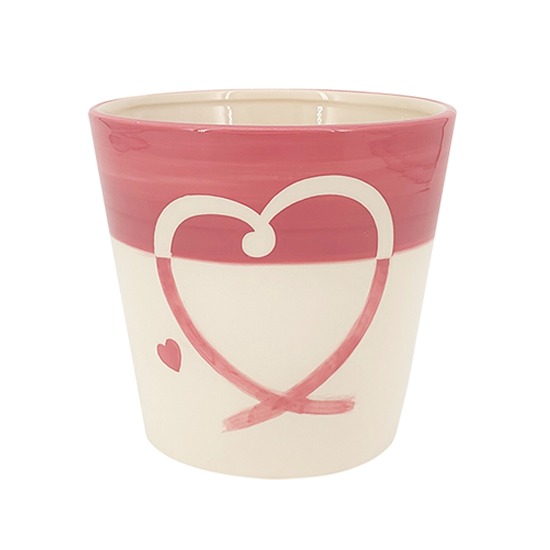 Picture of Pink and Ivory Heart Swoop Planter 4.5"