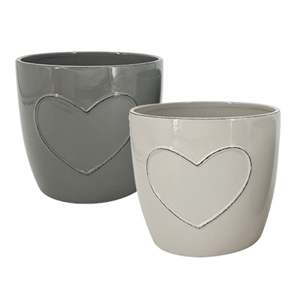 Picture of 2 Asst Gray Heart Planter 5.5"