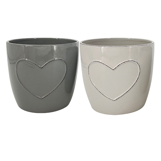 Picture of 2 Asst Gray Heart Planter 4.5"