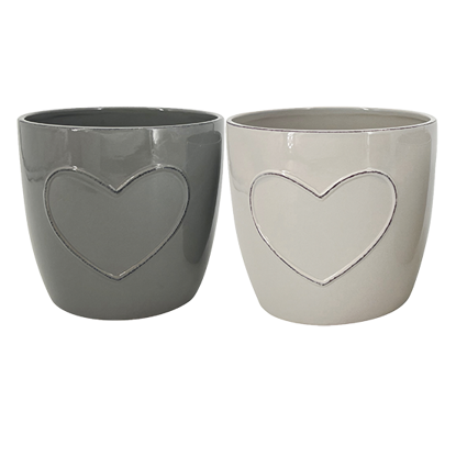 Picture of 2 Asst Gray Heart Planter 4.5"