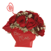 Picture of Diamond Line Tilted Heart Vase - Red