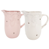 Picture of 2 Asst Pink and White Antiqued Decorative Pitchers