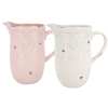 Picture of 2 Asst Pink & White Antiqued Decorative Pitchers