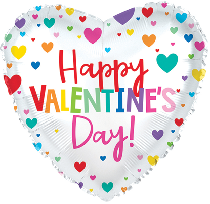 Picture of 17" 2-Sided Foil Balloon: Happy Valentine's Day Colorful Hearts