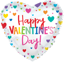 Picture of 17" 2-Sided Foil Balloon: Happy Valentine's Day Colorful Hearts