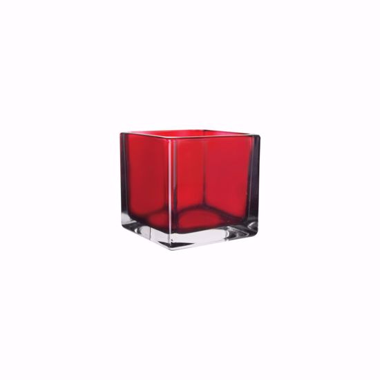 Picture of 4" Ruby Red Square Vase