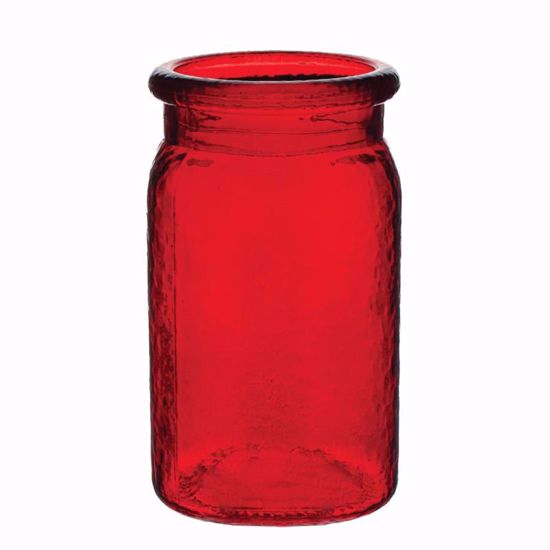 Picture of Syndicate Sales 6.5" Hammer Textured Glass Jars-Ruby Red
