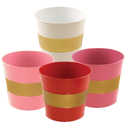 Picture of Pink, Red and White Gold Banded Pot Cover Assortment  6"