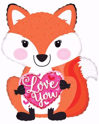Picture of 22" 2-Sided Foil Balloon: Love You Fox w/Ribbon