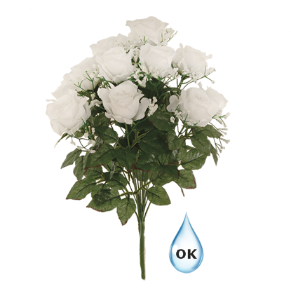 Picture of White Rose Bush (Watertight, 14 Stems, 20")