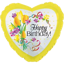 Picture of 17" 2-Sided Foil Balloon: Birthday Yellow Floral