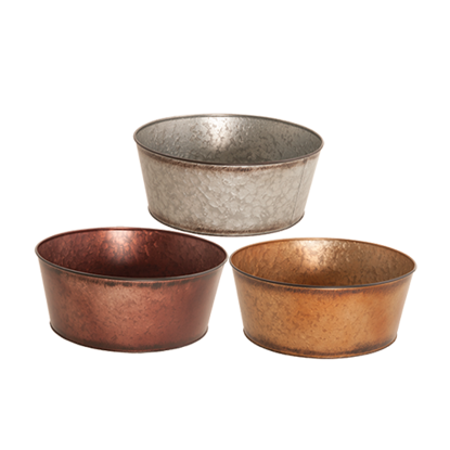 Picture of 3 Asst Metallic Tones Dish Garden 12"