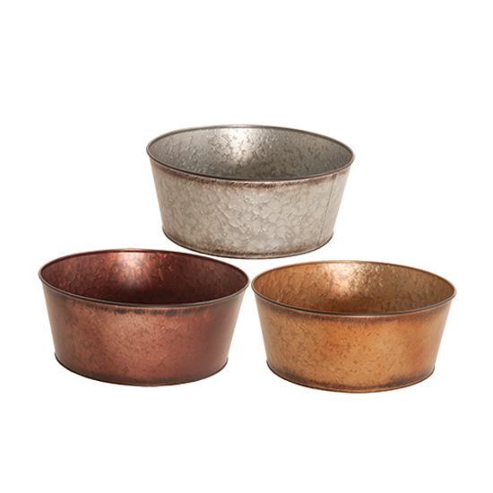 Picture of 3 Asst Metallic Tones Dish Garden 12"